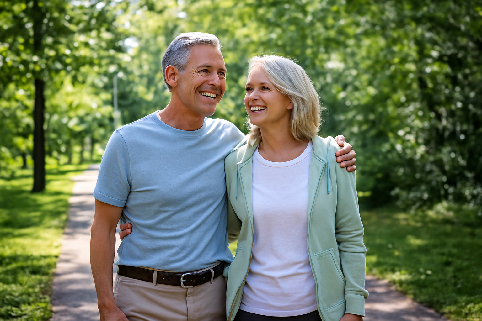 Pareja madura disfrutando de un paseo al aire libre